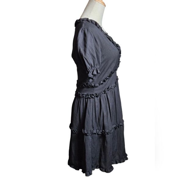 Trixxi Black Ruffled Cottage Whimsigoth Mini Dress - Picture 3 of 7